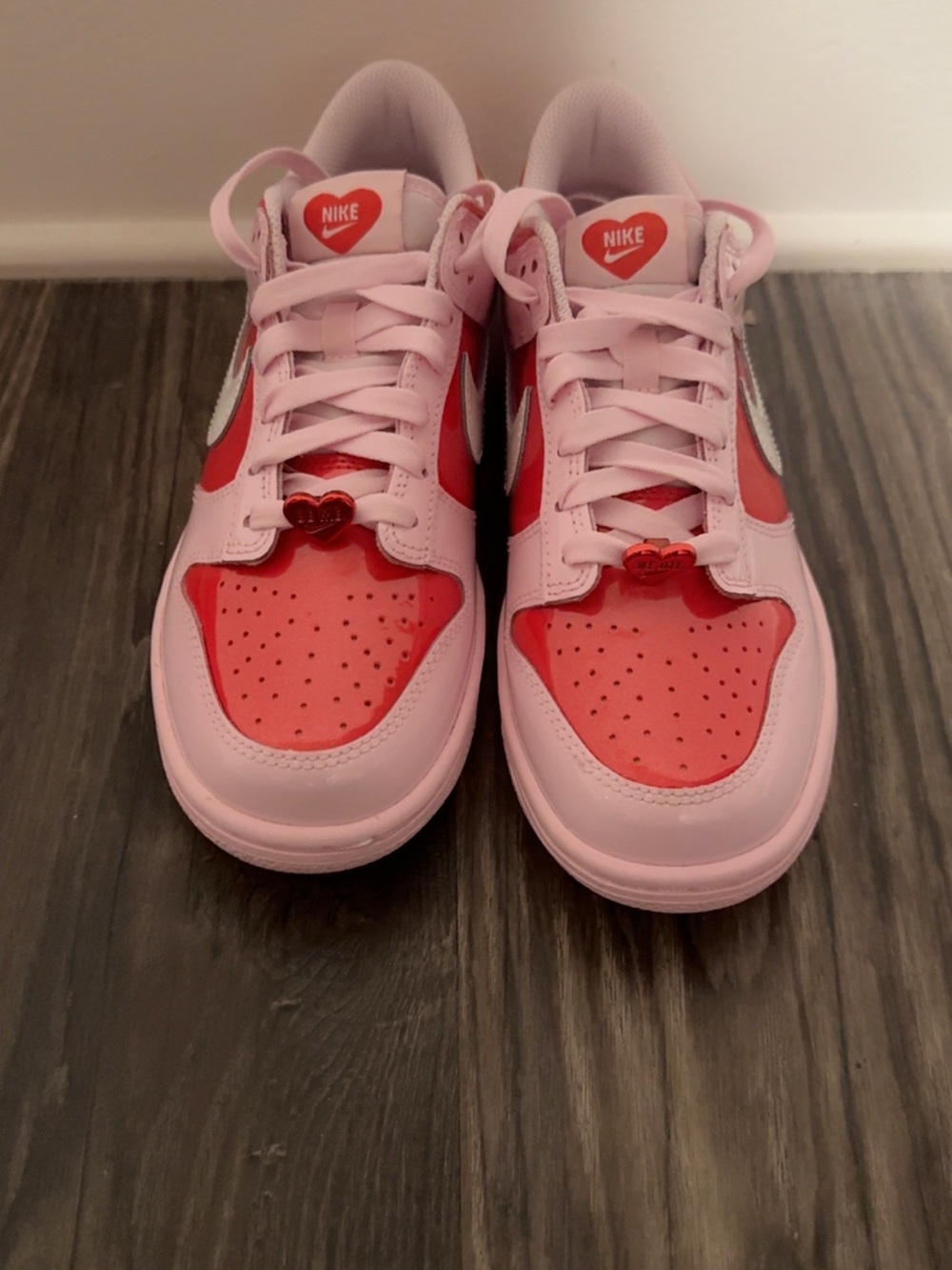 Nike Women’s limited addition Heart Accent Pink and Red Low-Top Nike Dunks